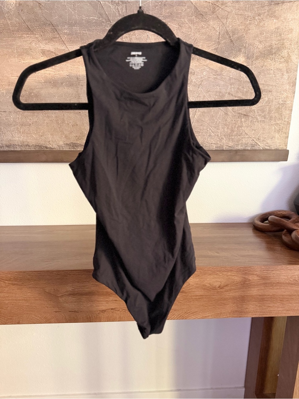 SKIMS Fits Everybody High Neck Bodysuit in the shade Onyx Size S